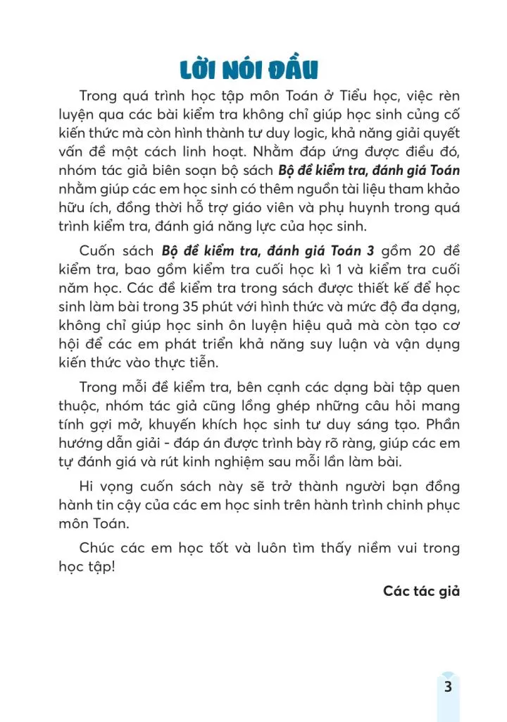 BỘ ĐỀ KIỂM TRA, ĐÁNH GIÁ TOÁN LỚP 3 (Theo chương trình GDPT 2018)